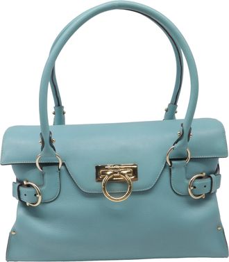 Ferragamo Salvatorre Ferragamo Virna Gancini Bag in Light Blue Leather