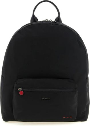 Kiton Tassen, Heren, Zwart, ONE Size, Leer, Gestructureerde Technische Canvas Rugzak
