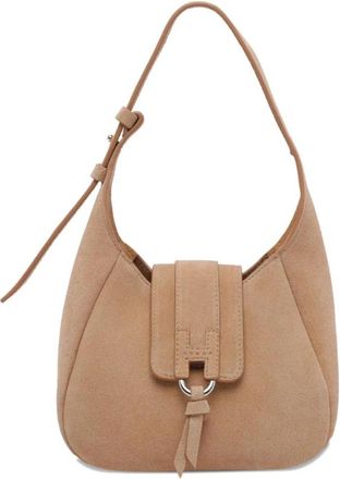 Hogan Suede Hobo Bag - Dames - Schoudertassen - Beige - ONE Size - Su&egrave;de - Tassen
