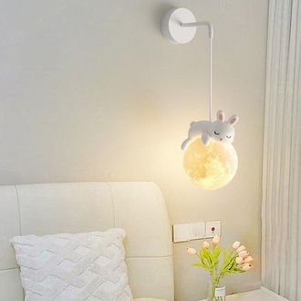 OEM Aplique De Pared Con Cable Para Habitaci&oacute;n Infantil, 3d, Bola Lunar, Dormitorio, Lindos Animales De Dibujos Animados, Conejo, Panda, Oso, L&aacute;mpara De N