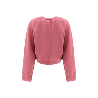 Off-white Cropped Cotton Terry Sweatshirt - Pink