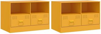 Berkfield Home TV Cabinets 2 pcs Mustard Yellow 67x39x44 cm Steel | Size: 67 x 39 x 44 cm