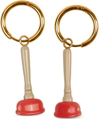 Seletti x Toiletpaper dangling sink plunger earrings - unisex - stainless steel/Gold Plated Metal - One Size