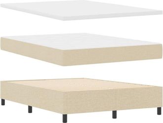 vidaXL Cama Tipo Box Spring Con Colch&oacute;n Crema 160 X 200 Cm Tela Vidaxl