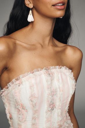 Anthropologie Fabric Flower Drop Earrings