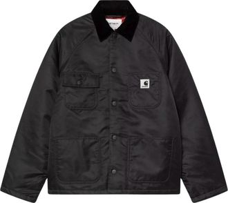 Carhartt Work in Progress Workwear Utility Jacket met Corduroy Kraag - Dames - Zomerjassen - Zwart - M - Jassen