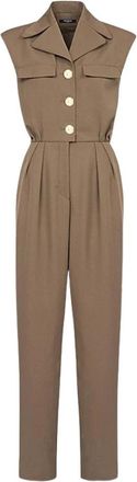 Balmain Korte mouw wollen jumpsuit - Dames - Jumpsuits - Bruin - S - Wol - Jumpsuits & Playsuits