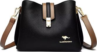 Generic Quality PU Leather Bucket Bag For Women Bucket Purses For Women Modern Hobo Bags For Women Leather Bucket Bags, Black, S