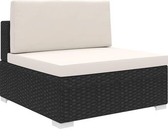 vidaXL Sof&aacute; Modular Central Con Cojines Rat&aacute;n Sint&eacute;tico Negro Vidaxl