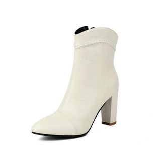 Generic Womens Chunky Heel Western Cowboy Boots Comfortable Retro Mid-calf Boots for Everyday Wear,White,7.5 UK