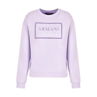 A|X Armani Exchange Biologisch Katoenen Crewneck Sweater Lila - Dames - Sweatshirts - Paars - M - Katoen - Hoodies & sweatvesten