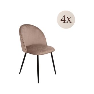 Dmora Juego De 4 Sillas Stinson, Sill&oacute;n Tapizado En Terciopelo, Silla De Comedor Acolchada, Asiento Para Reuniones, 51x54h82 Cm, Gris, Con Embalaje Reforzad