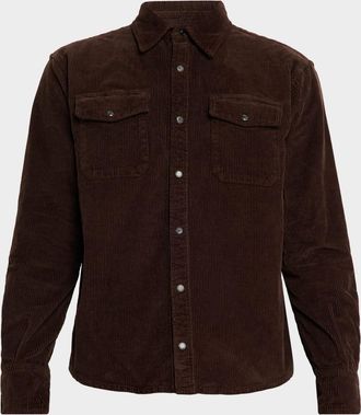 7 For All Mankind Mens Stretch-Cotton Corduroy Button-Down Shirt
