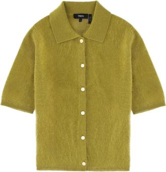 Theory Short Sleeve Knit Polo - Dames - Korte mouwen Overhemden - Groen - M - Overhemden