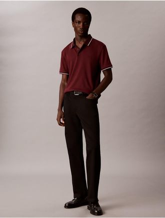 Calvin Klein Mens Liquid Touch Tipping Stripe Polo Shirt - Red - 2XL