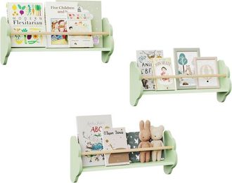 Woltu Woltu - Juego De 3 Estanter&iacute;as De Pared Infantiles Modernas Con Dise&ntilde;o De Estanter&iacute;a, Color Verde