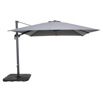 Oviala Parasol desplazado de 3x3m y 4 losas para llenar en aluminio gris