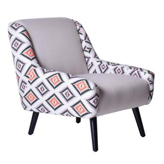 Mathi Design Sill&oacute;n bicolor retro de tela con motivos &eacute;tnicos