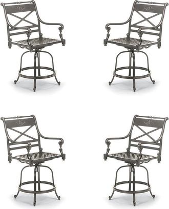 Frontgate Carlisle 4-pc. Swivel Bar Stool in Slate Aluminum - Frontgate