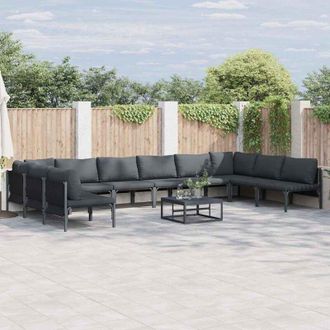 vidaXL Conjunto De Sof&aacute; De Jard&iacute;n 10 Pcs Antracita Acero Vidaxl