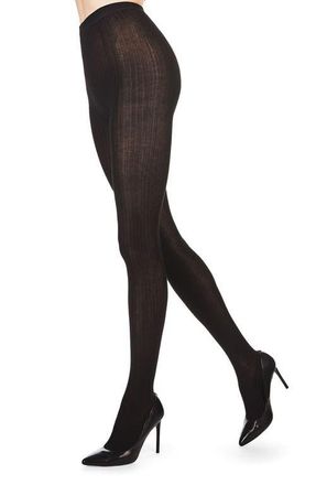 MeMoi Rib Knit Tights in Black at Nordstrom, Size Medium