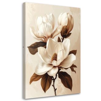Feeby Impresi&oacute;n De Imagen Magnolia Blanca Con Hojas Marrones Sobre Fondo Claro 80x120