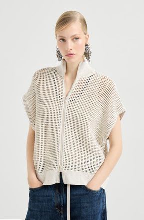 Brunello Cucinelli Cotton net cardigan in Oat at Nordstrom, Size Xx-Small Eu