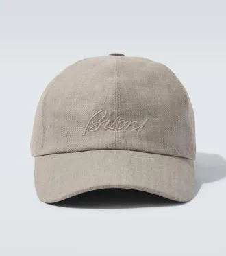 Brioni Gorra de lino y lana con logo