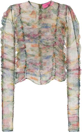Viktor & Rolf floral-print sheer blouse - women - Polyester - S - Green