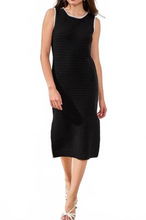 Tribal Sweater Dress With Slit In Black