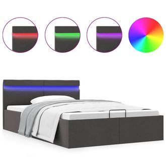 vidaXL Giroletto Con Contenitore E Led Grigio Scuro Tessuto 120x200 Cm Vidaxl
