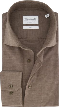 Profuomo Michaelis overhemd ml 5 bruin gem&ecirc;leerd