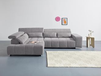 Cotta Ecksofa »Orion L-Form« mit Kopfteilverstellung & 5 Nierenkissen