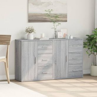Berkfield Home Sideboards 2 pcs Grey Sonoma 60x31x70 cm Engineered Wood | Size: 60 x 31 x 70 cm
