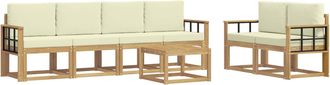vidaXL Conjunto De Sof&aacute;s De Exterior 7 Uds. Blanco Y Crema Vidaxl