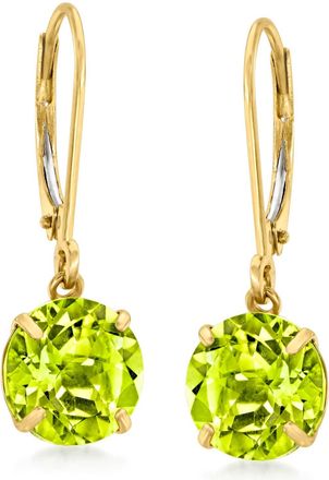 Ross-Simons Peridot Drop Earrings in 14kt Yellow Gold