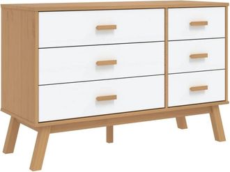 vidaXL Vidaxl - Mesita De Noche Olden Madera Maciza De Pino Blanco Y Marr&oacute;n