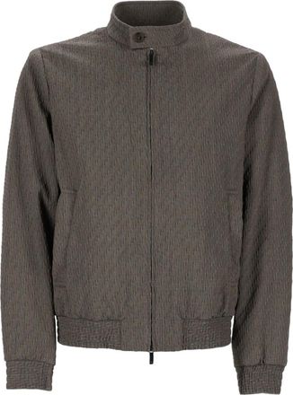 Emporio Armani Grey Textured Mandarin Collar Jacket