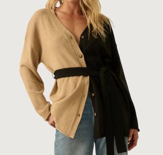 Promesa Taylor Belted Cardigan In Beige
