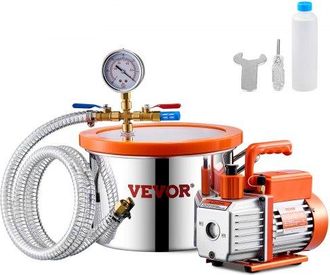 OEM 5,68 L C&aacute;mara De Vac&iacute;o Y Kit De Bomba 3,5 Cfm Kit De C&aacute;mara De Desgasificaci&oacute;n Con Bomba De Vac&iacute;o De Una Etapa Con Tapa De Acr&iacute;lico, Aceite, Manguera 