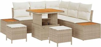 vidaXL Vidaxl - Garden Sofa Set with Cushion 8 pcs Beige Poly rattan