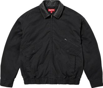 SUPREME Leather Collar Utility Jacket Black SUP-FW23-034