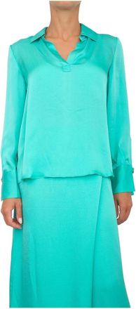 Twinset Aqua Blauwe Blouse - Dames - Blouses - Blauw - S - Overhemden