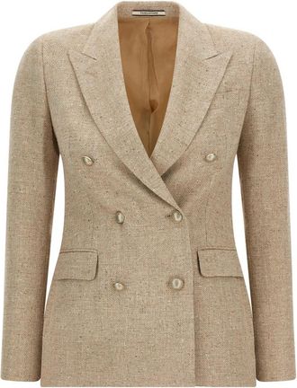Tagliatore Parigi Double-Breasted Blazer - Dames - Blazers - Beige - XS - Katoen - Jassen