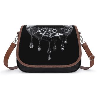 Generic Spider Web Pattern Lips Dripping Womens Crossbody Bag Fashion Shoulder Handbags Message Tote Bag with Adjustable Strap