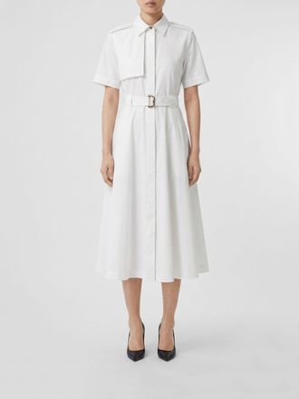 Burberry Midi Shirt Dress in Cotton with Adjustable Waist Belt