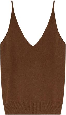 Mes Demoiselles... Mouwloze top met V-hals - Dames - Tops zonder mouwen - Bruin - XS - Wol - Tops