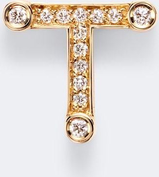 Sophie Bille Brahe Initial Petite T 18kt gold single earring with diamonds