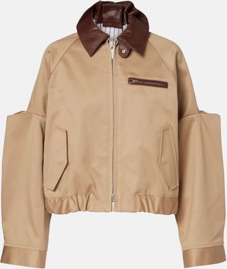 sacai Giacca blouson in cotone con pelle