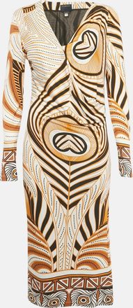 Roberto Cavalli White Printed Jersey Midi Dress